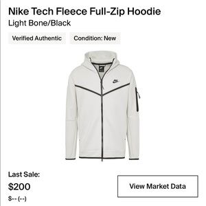 Brand New Unopened Light Bone Nike Tech Fleece Jacket Size Large!